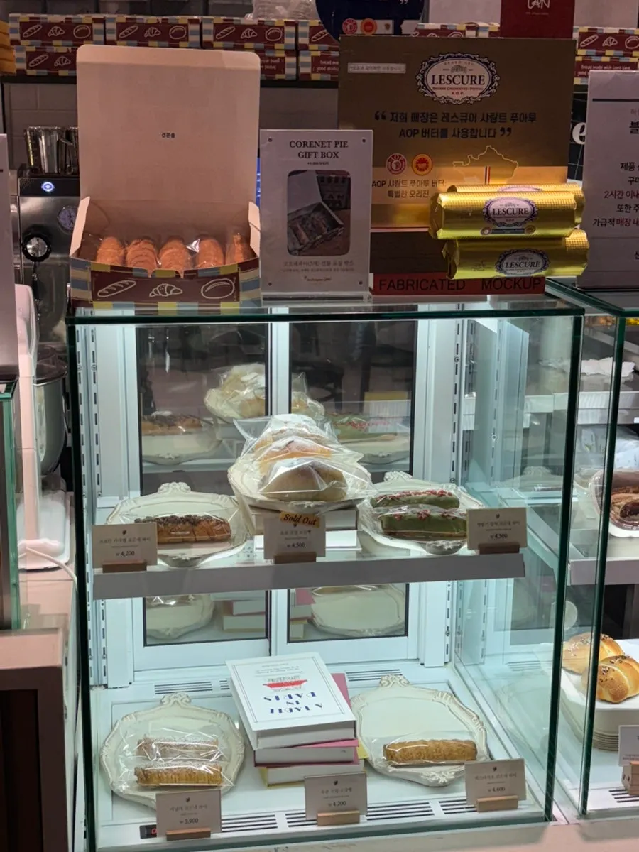 A variety of breads on the shop display