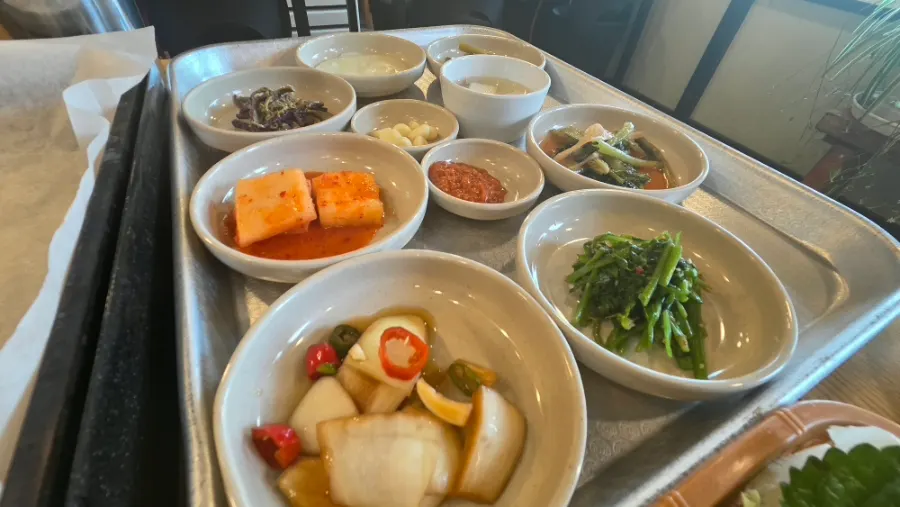 Plates of mild, non-spicy side dishes