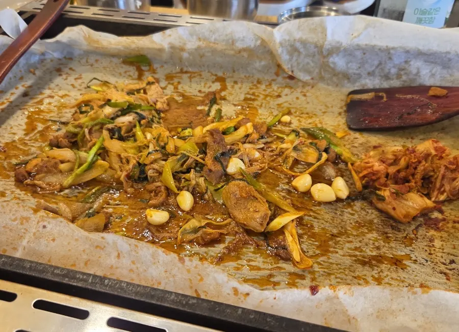 Leftover duck bulgogi after the three of us ate