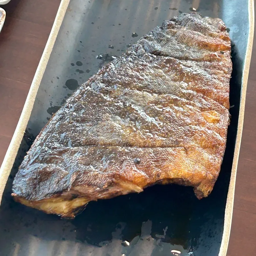 Grilled Atka mackerel with crisp skin