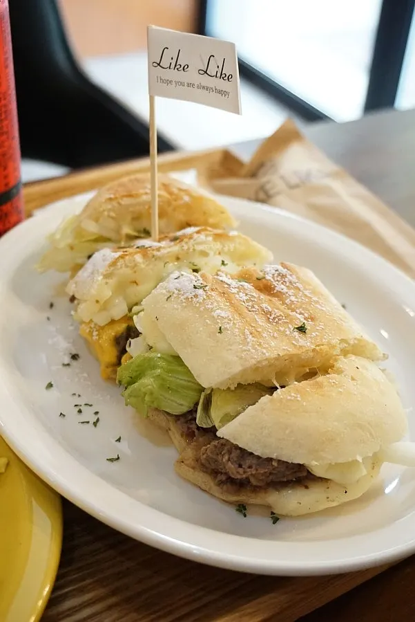Full brunch spread on a wood tray