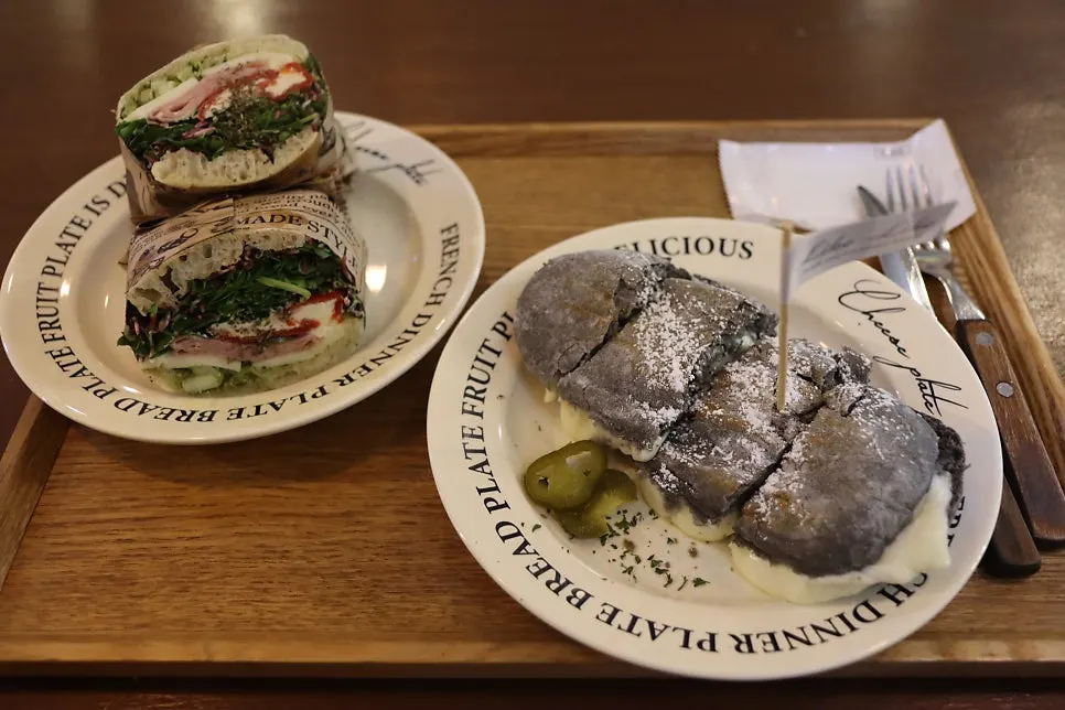 Panini and sandwich served together on the table