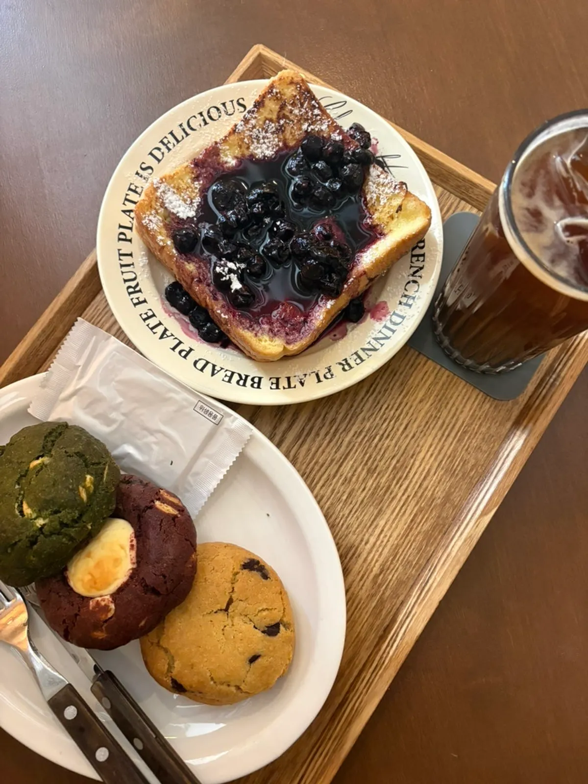 Blueberry French toast and iced americano