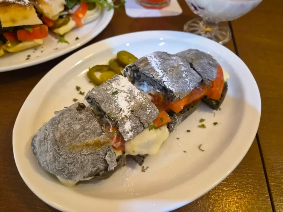 Presentación del basil tomato cheese panini