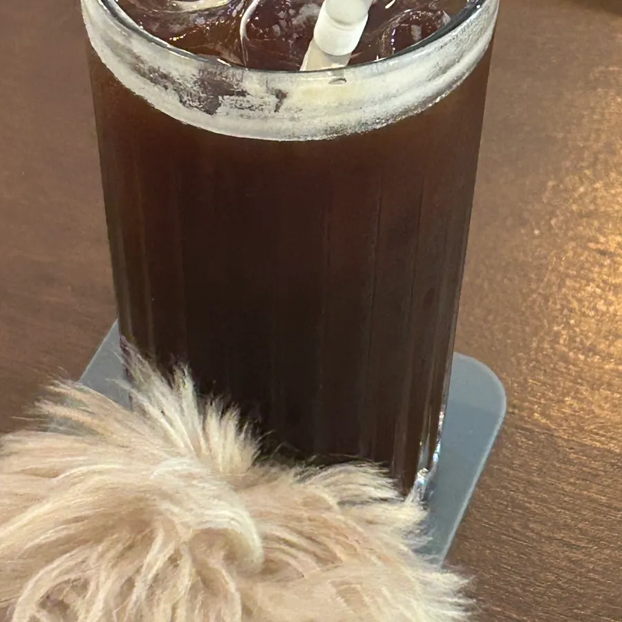 Iced americano served alongside the panini