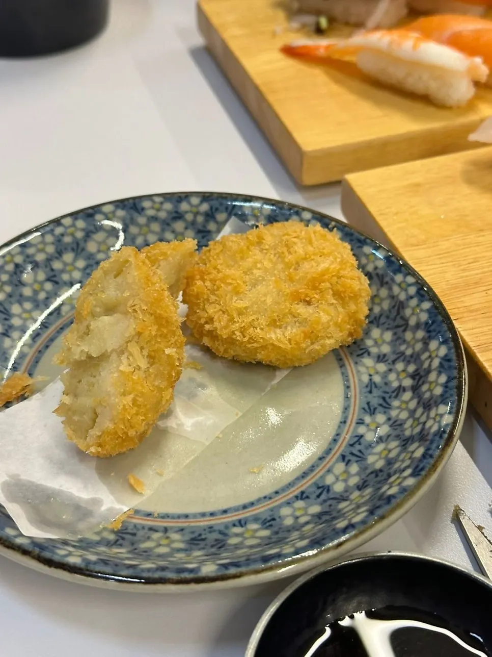 Plate of extra potato croquettes given as a free treat