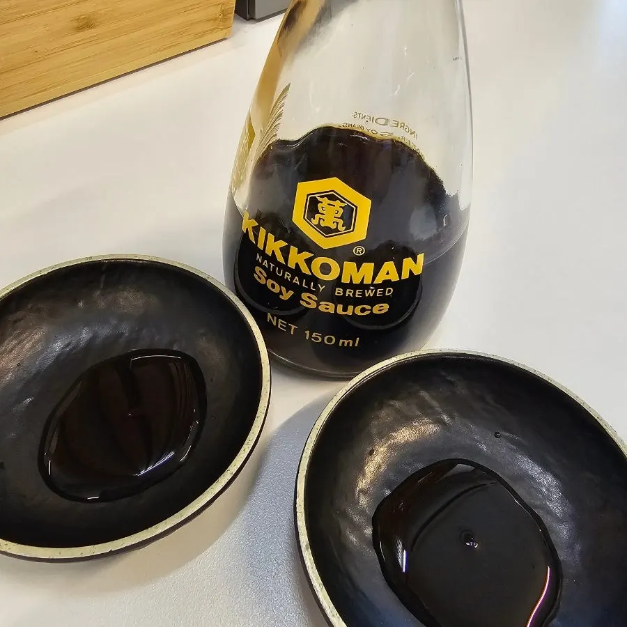 Kikkoman soy sauce served with the sushi