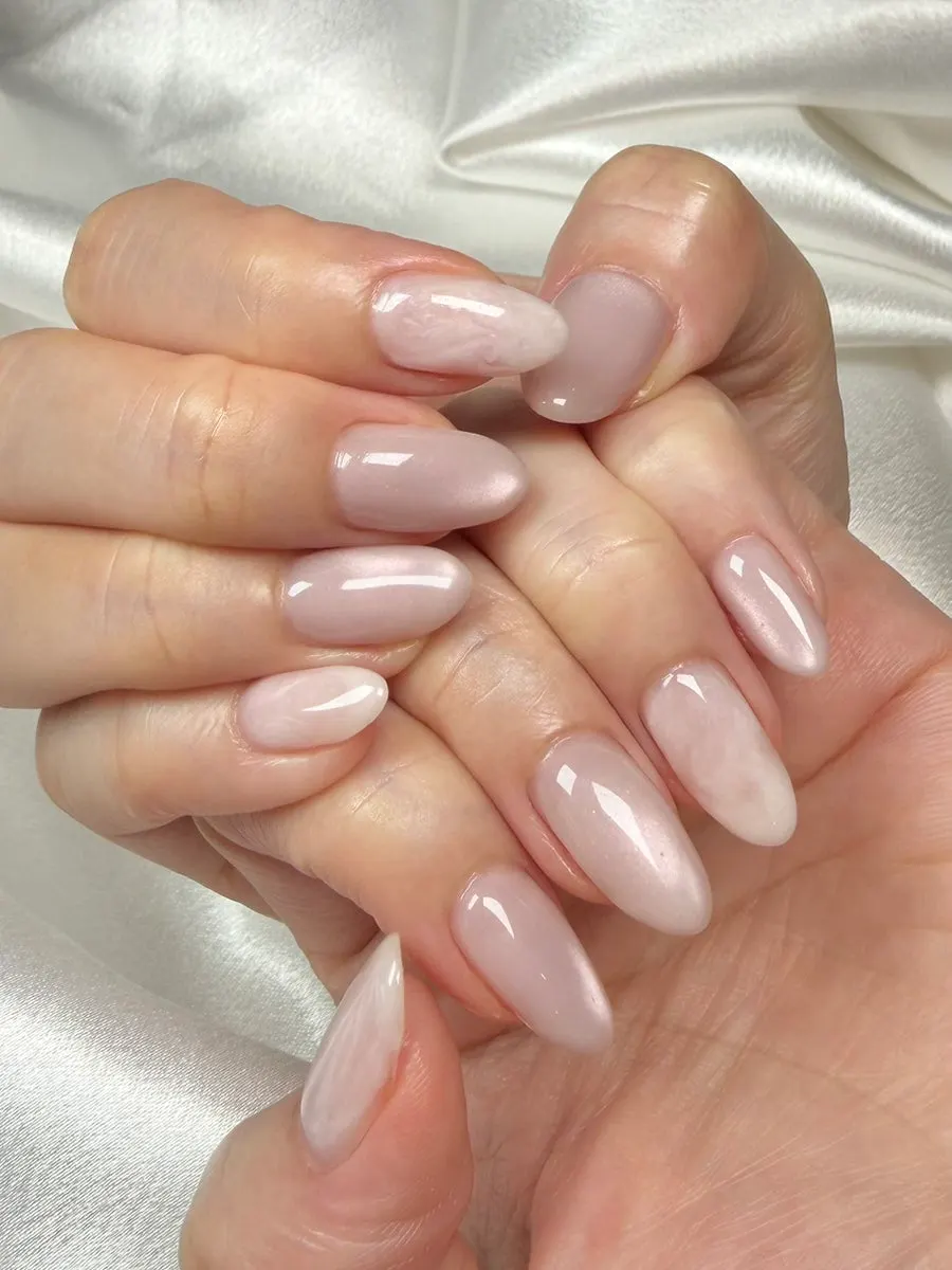 Completed subtle magnetic-gel marble nails