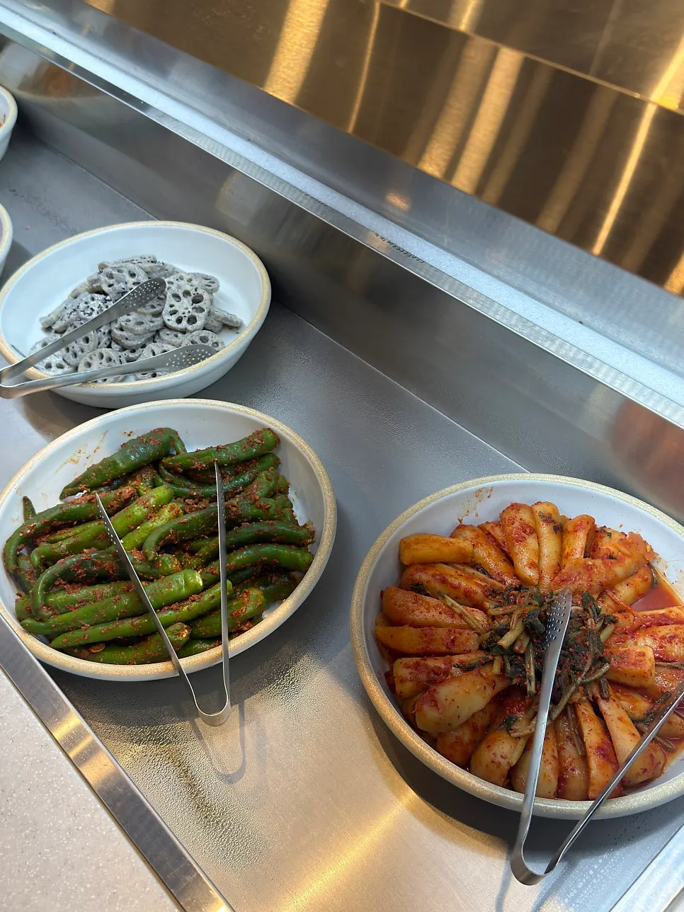 Namul and rice at the self-serve bar