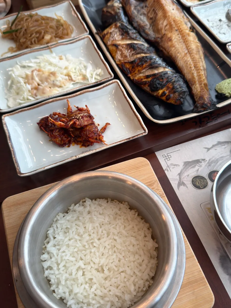 Wood-fired Atka mackerel flesh served over hot pot rice