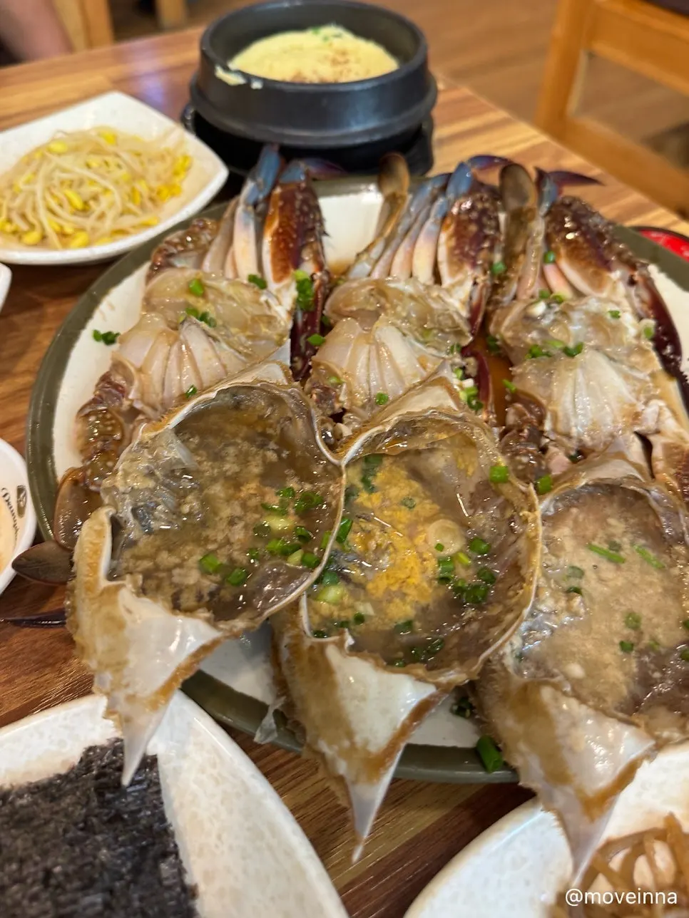 The all-you-can-eat crab spread after finishing the meal