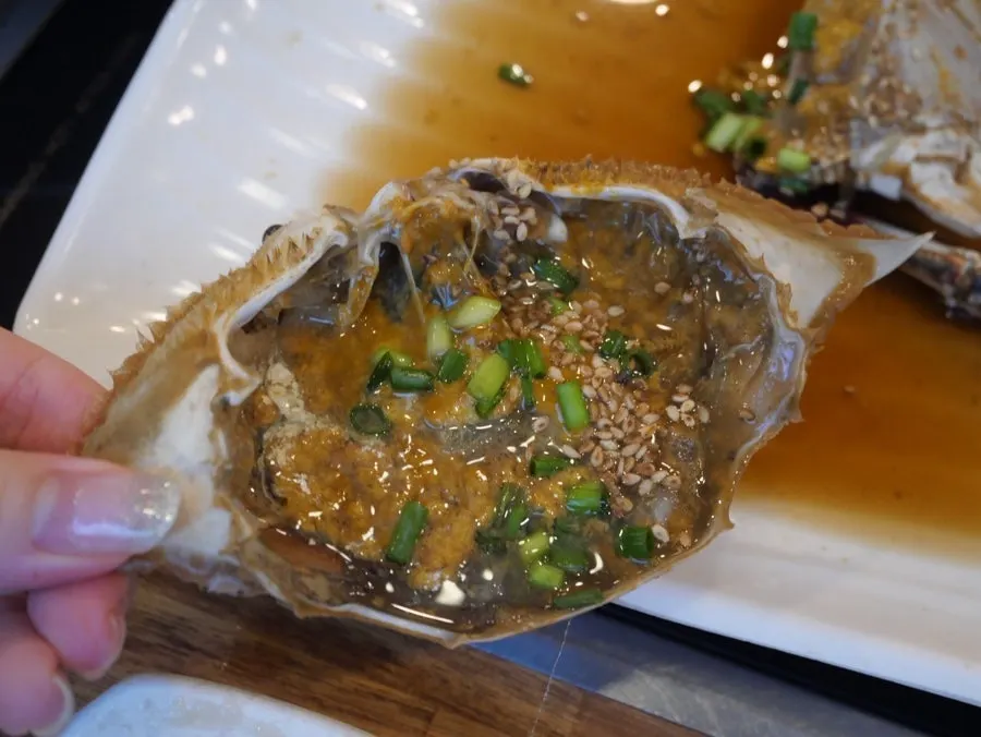 Plate of picked-out soy crab meat