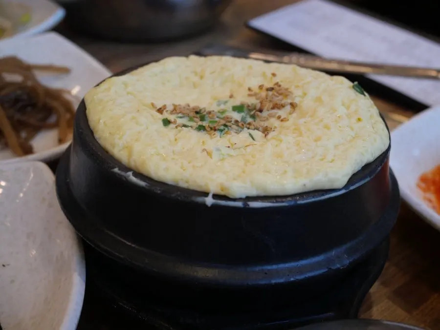 Fluffy steamed egg custard served complimentary