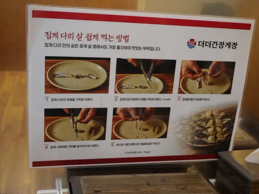 Table guide showing how to pick out claw meat