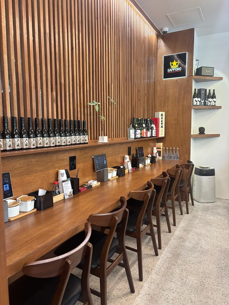 Interior with bar tables