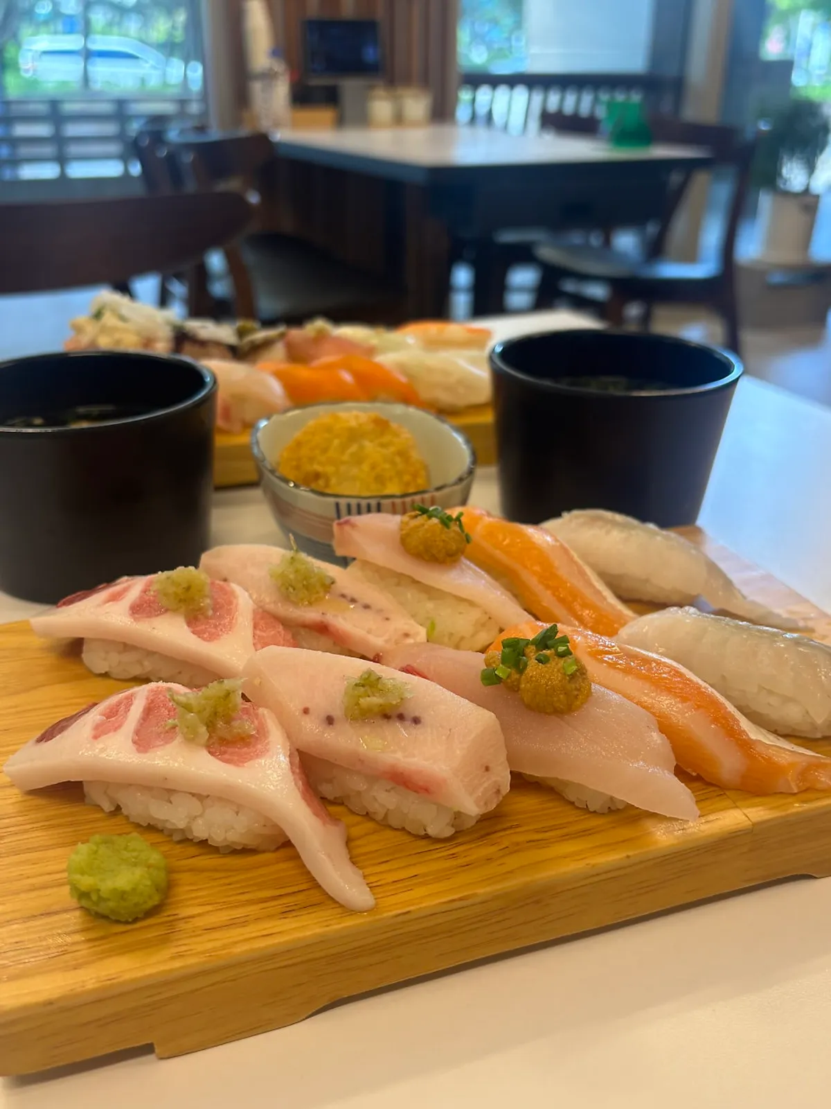 Two plates: fatty belly assorted sushi 10p and special sushi 12p