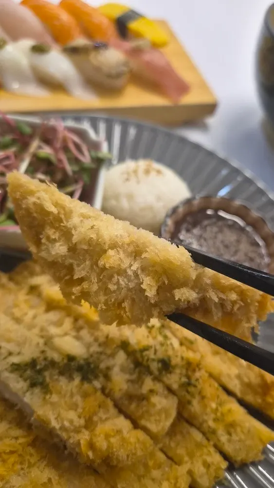Crispy pork loin tonkatsu with sauce