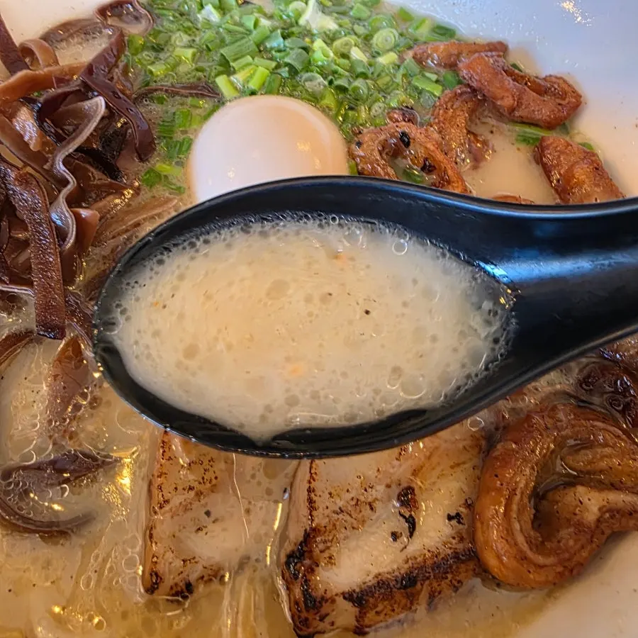 Tonkotsu ramen and tamago rice pairing at Gyedan Ramen in Ilsan