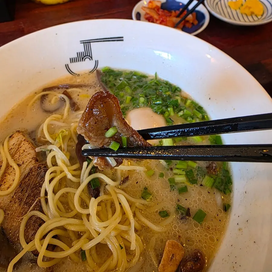 Tonkotsu ramen and tamago rice pairing at Gyedan Ramen in Ilsan
