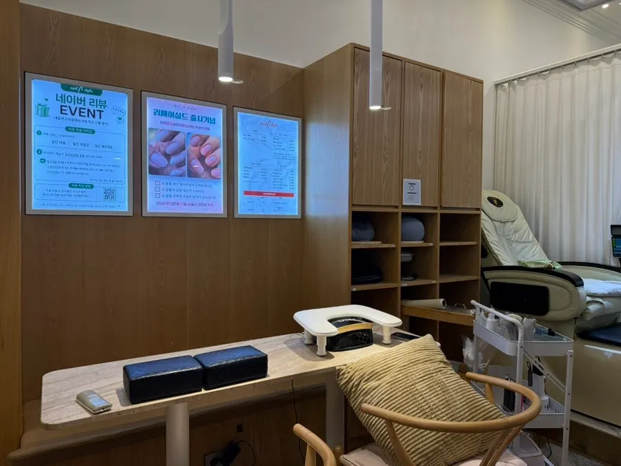 Neatly organized interior of the nail salon