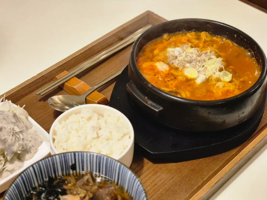 Kimchi katsu nabe broth paired with cheese cutlet
