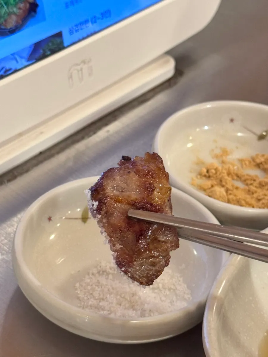 Close-up of grilled pork on the platter