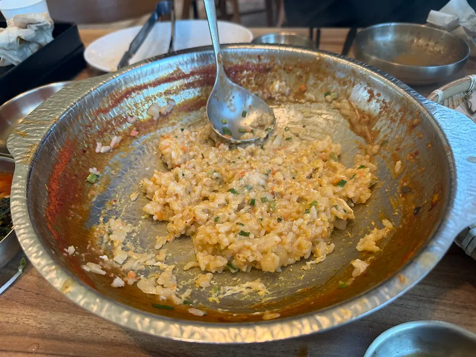 Finishing kalguksu noodles eaten with kimchi