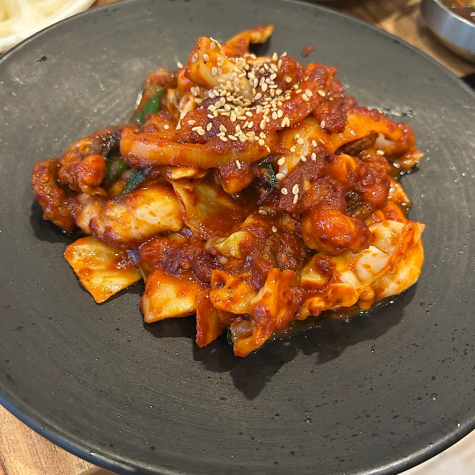 낙지를 넣을 시점의 낙지불고기