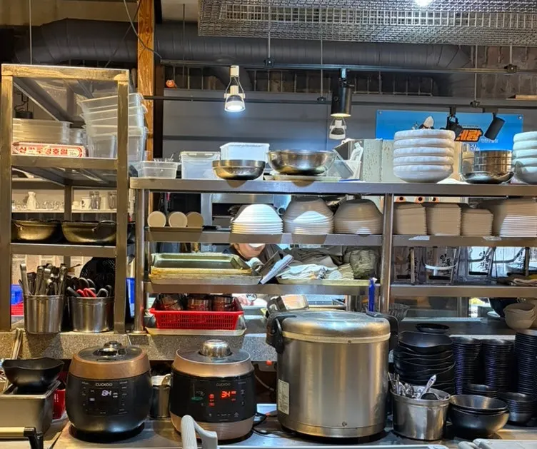 Neatly arranged seating area of the sashimi restaurant