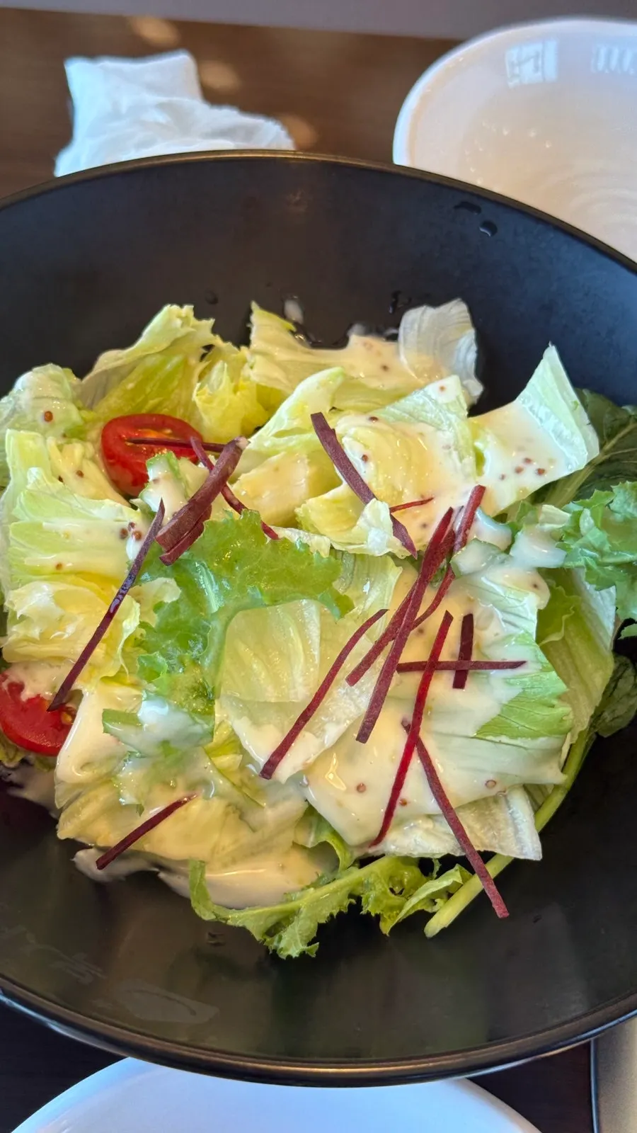 Salad served before the meal