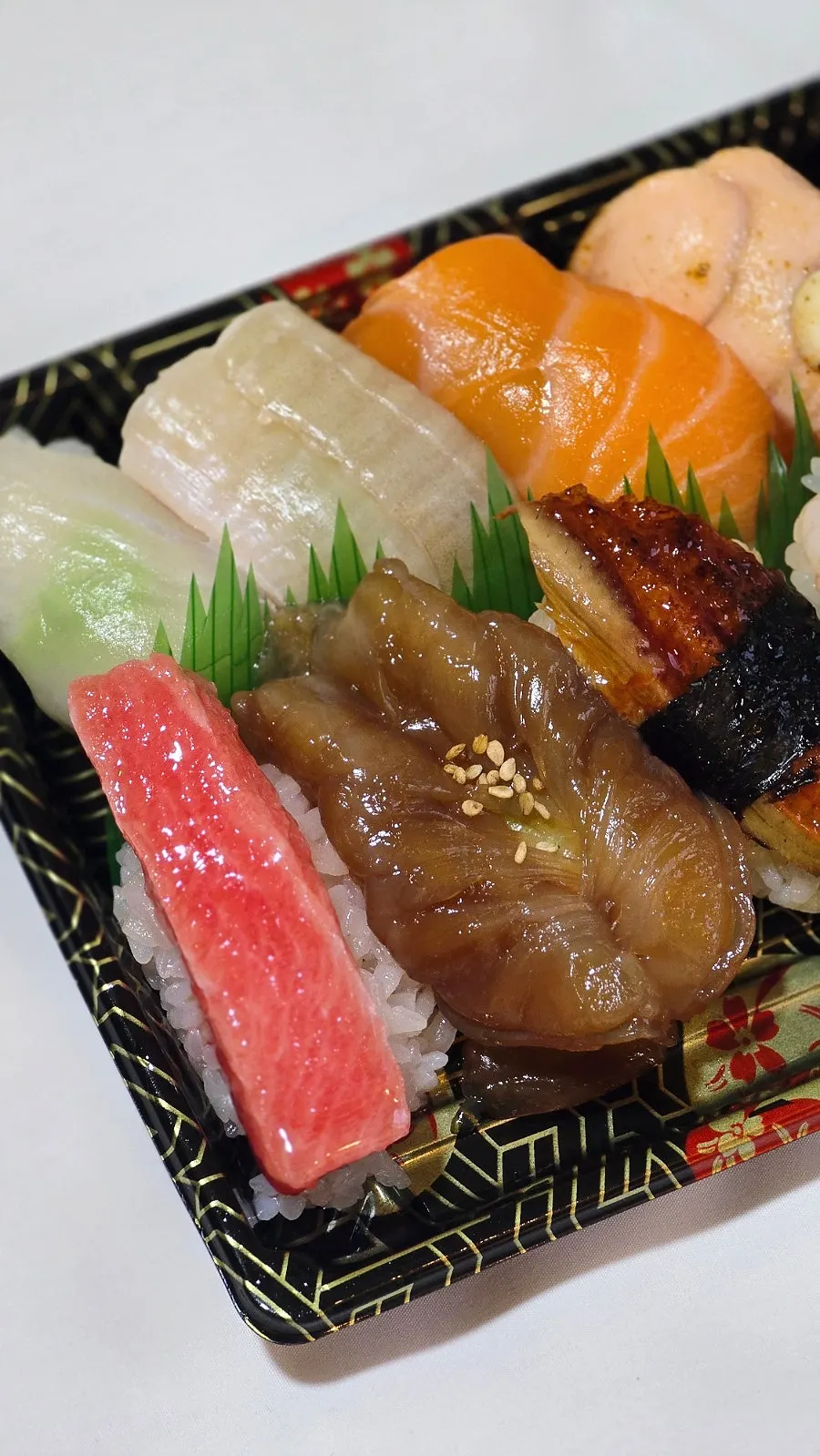 Full view of the packaged omakase sushi container