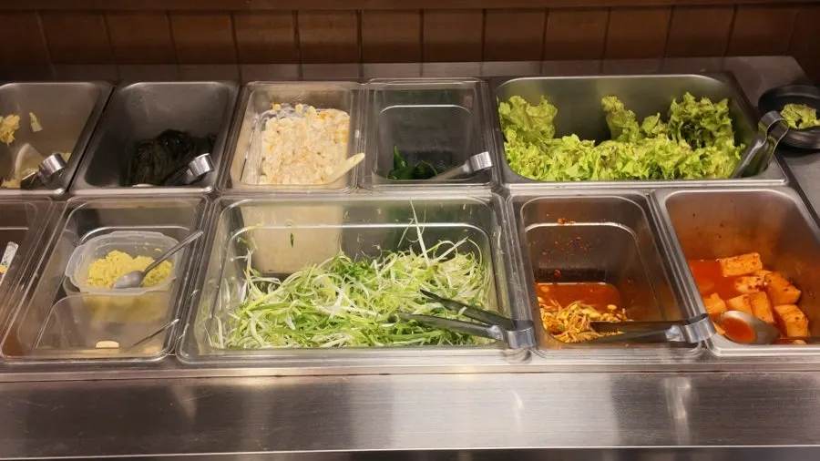 Self-service bar for basic Korean barbecue side dishes