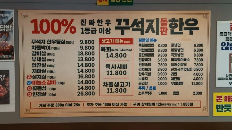 Kkuseokji Dolpan Hanu menu