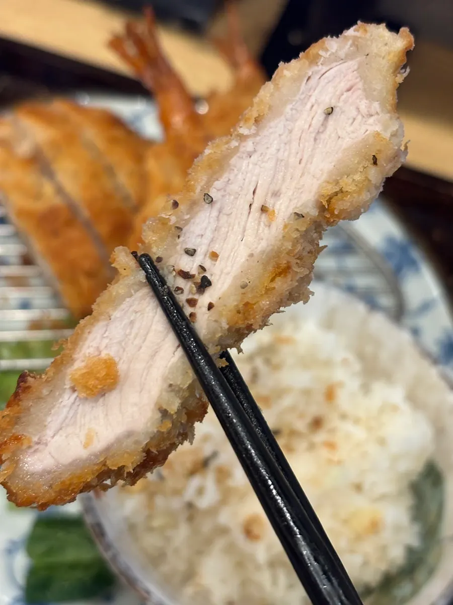 A juicy piece of pork loin katsu