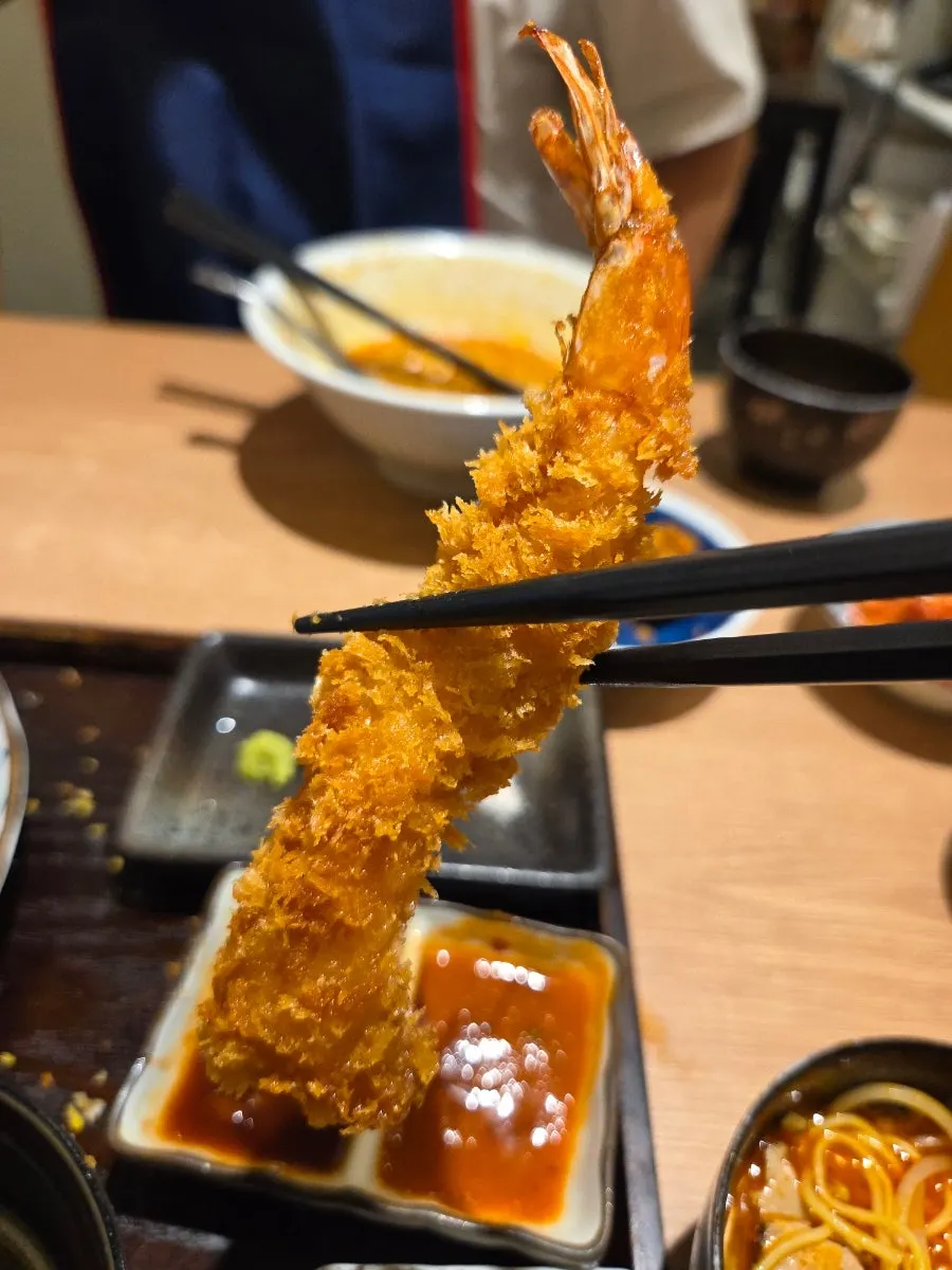 Cheese katsu and fried shrimp