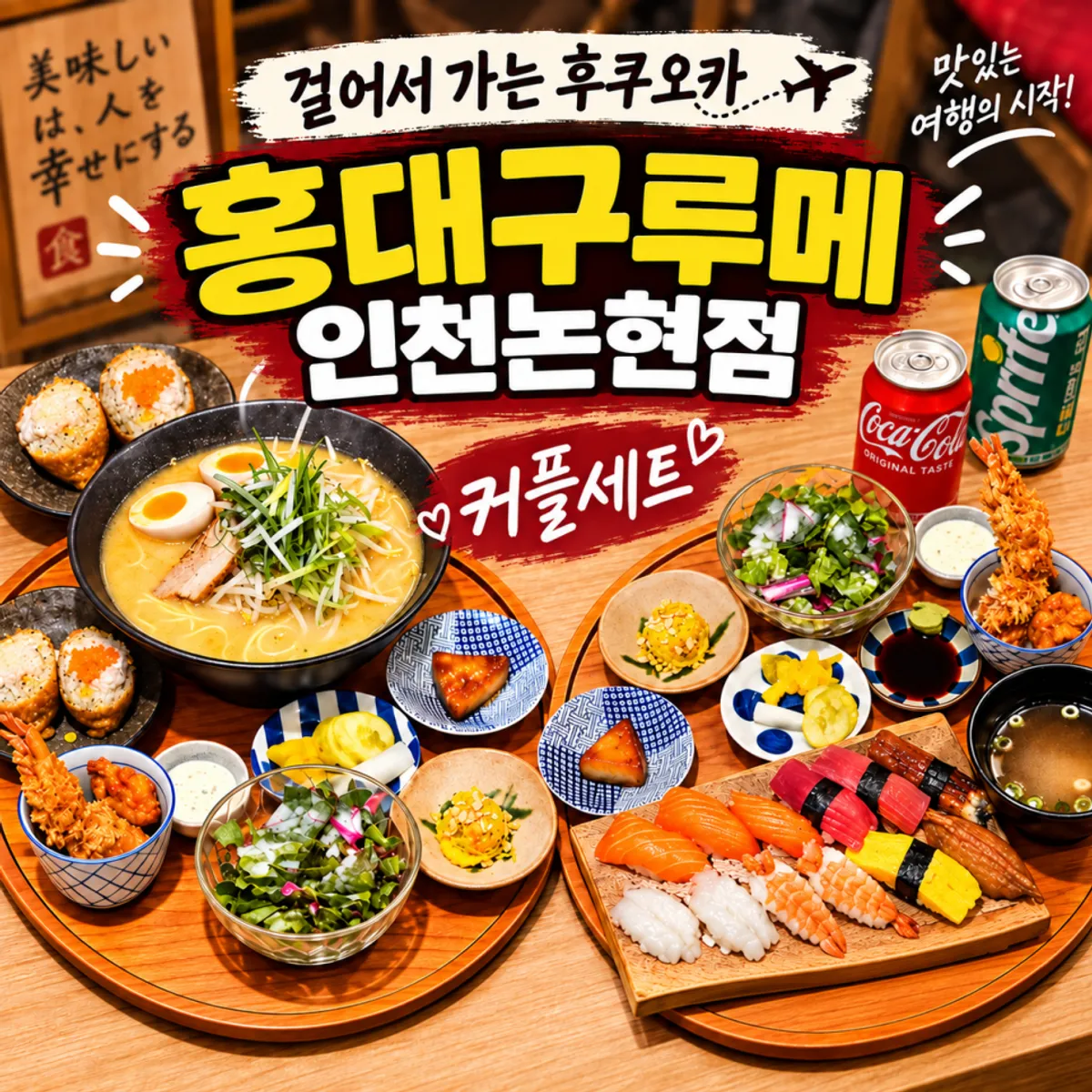 홍대구루메 커플세트 대표 음식 상차림