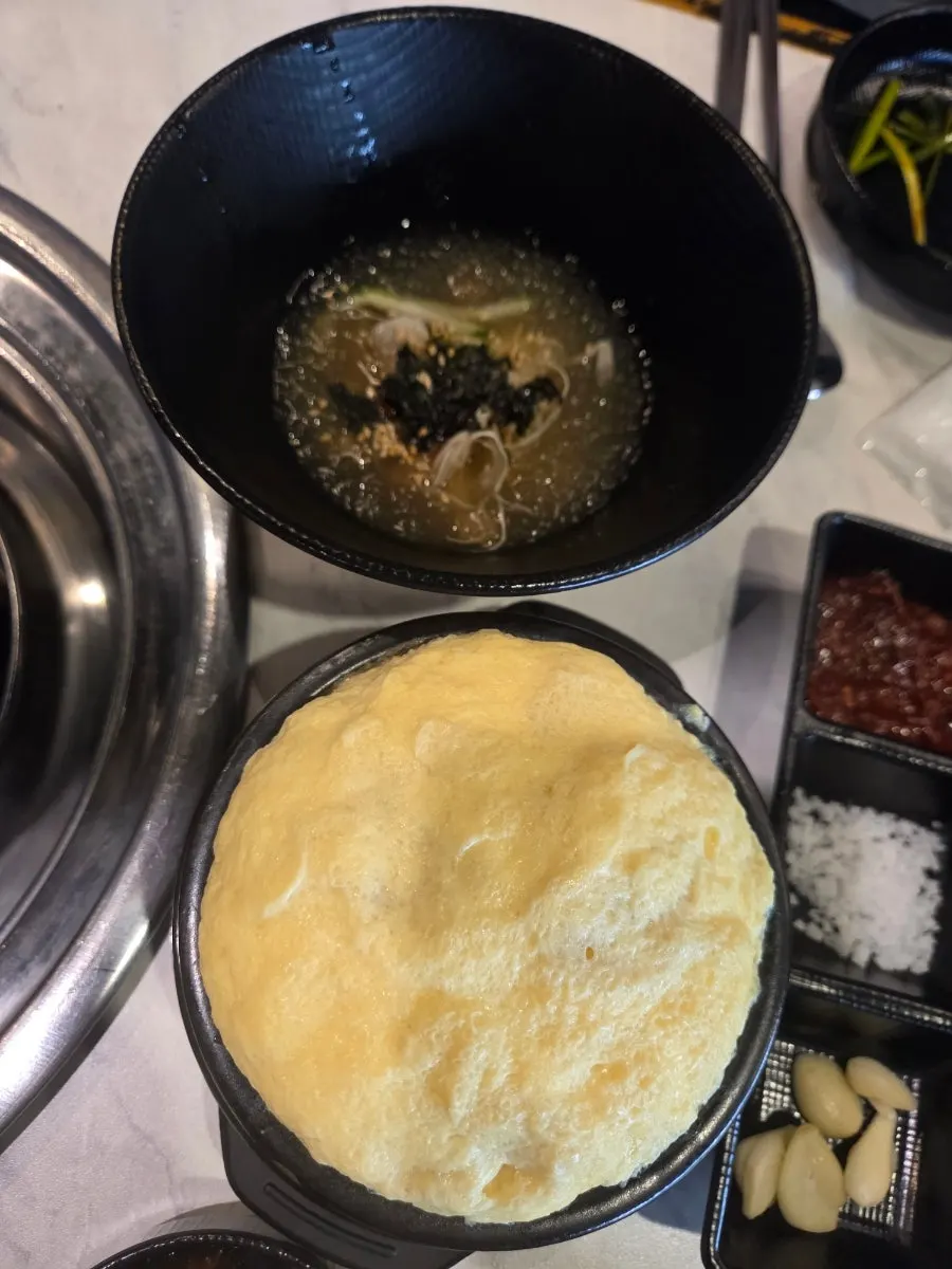Complimentary steamed egg and muksabal