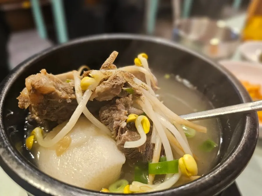 Hanwoo bone soup with meat still attached