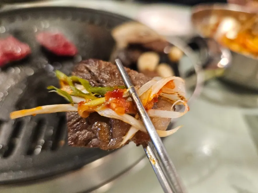 Remaining hanwoo on the stone plate