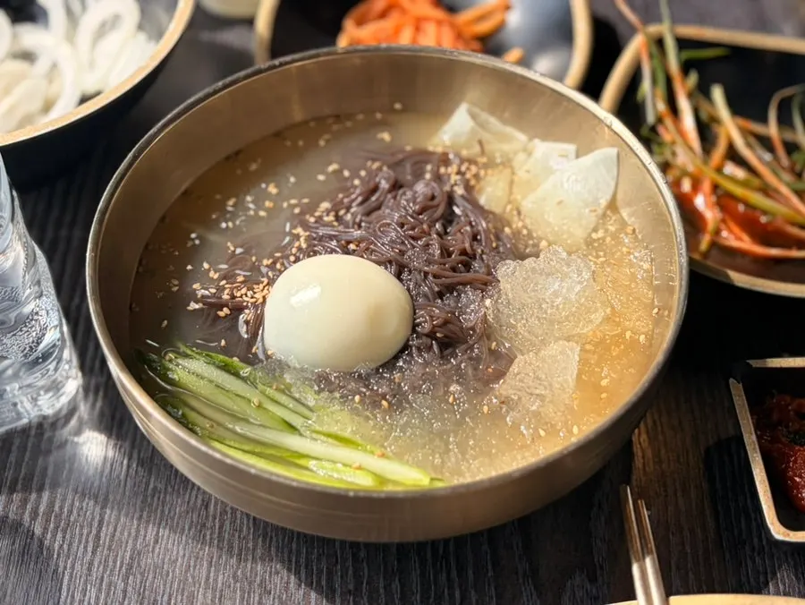 Bowl of naengmyeon ordered to finish the meal
