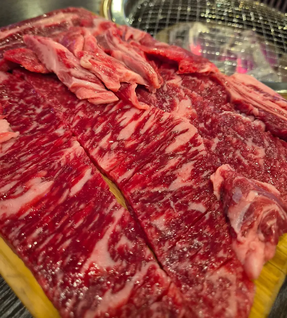 100g당 9,900원 한우 500g 접시