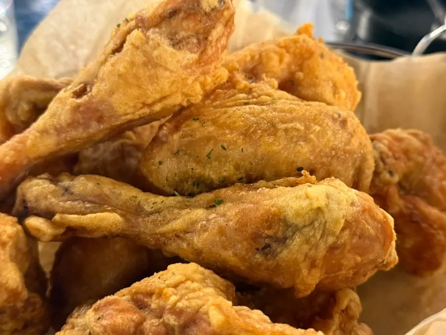Old-school style fried chicken with thin batter