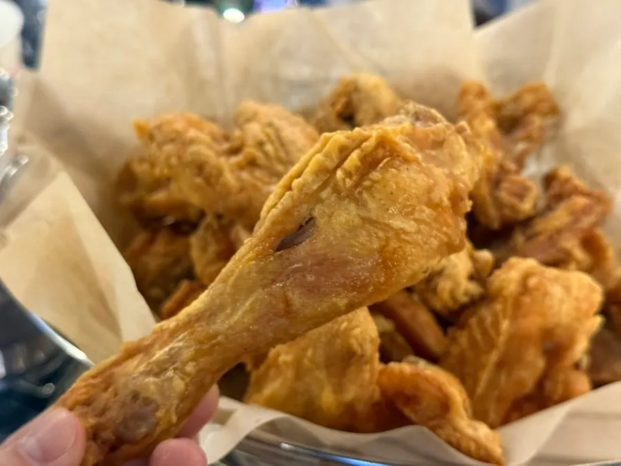 Close-up of golden fried chicken