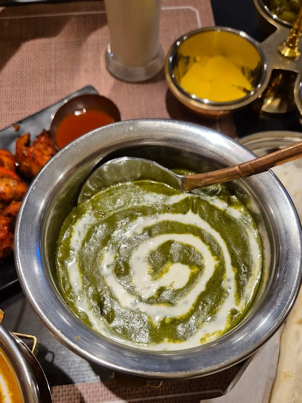 Palak paneer curry with its green color