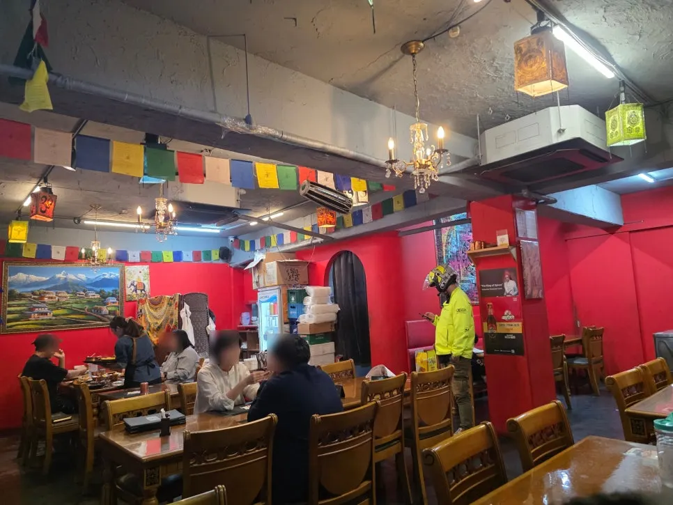 Restaurant interior decorated with an authentic Indian feel
