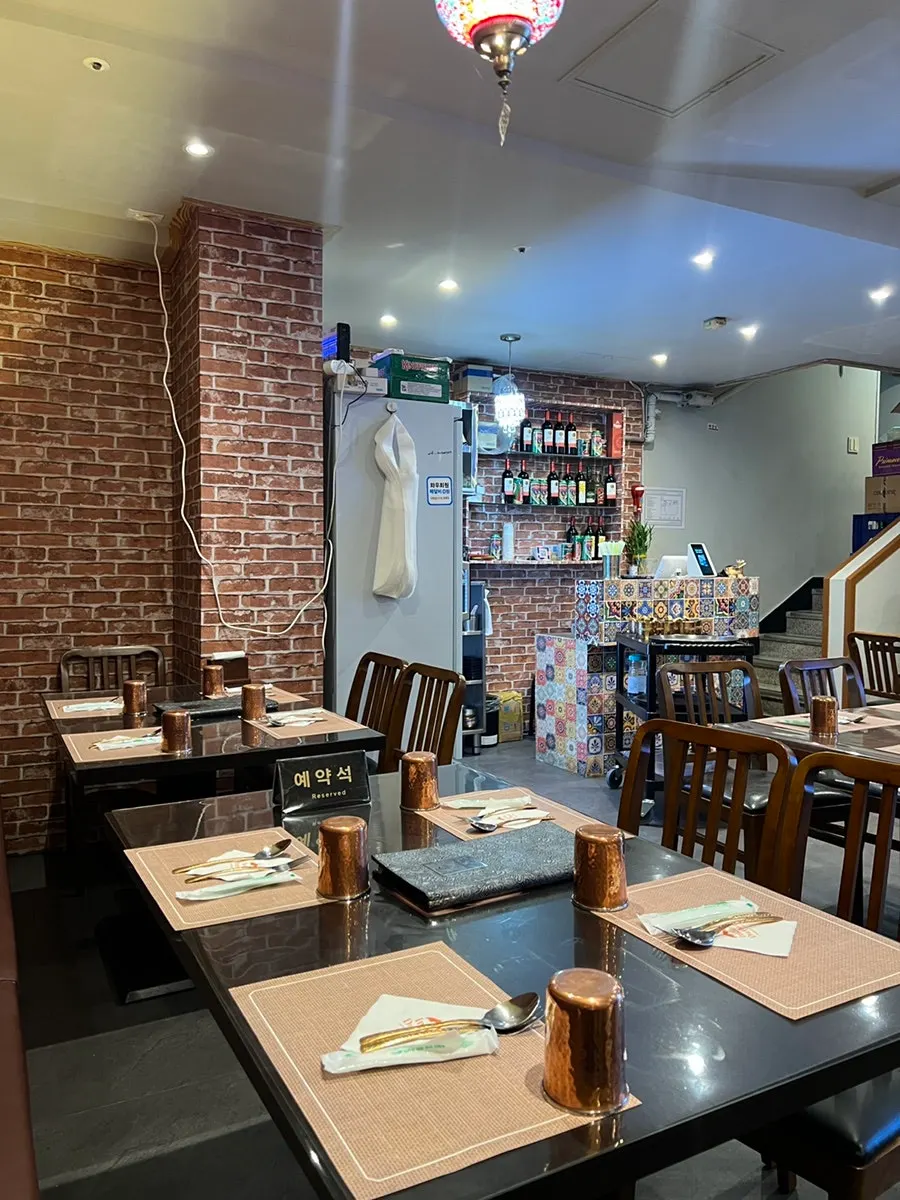Interior of the restaurant with Indian-style decor