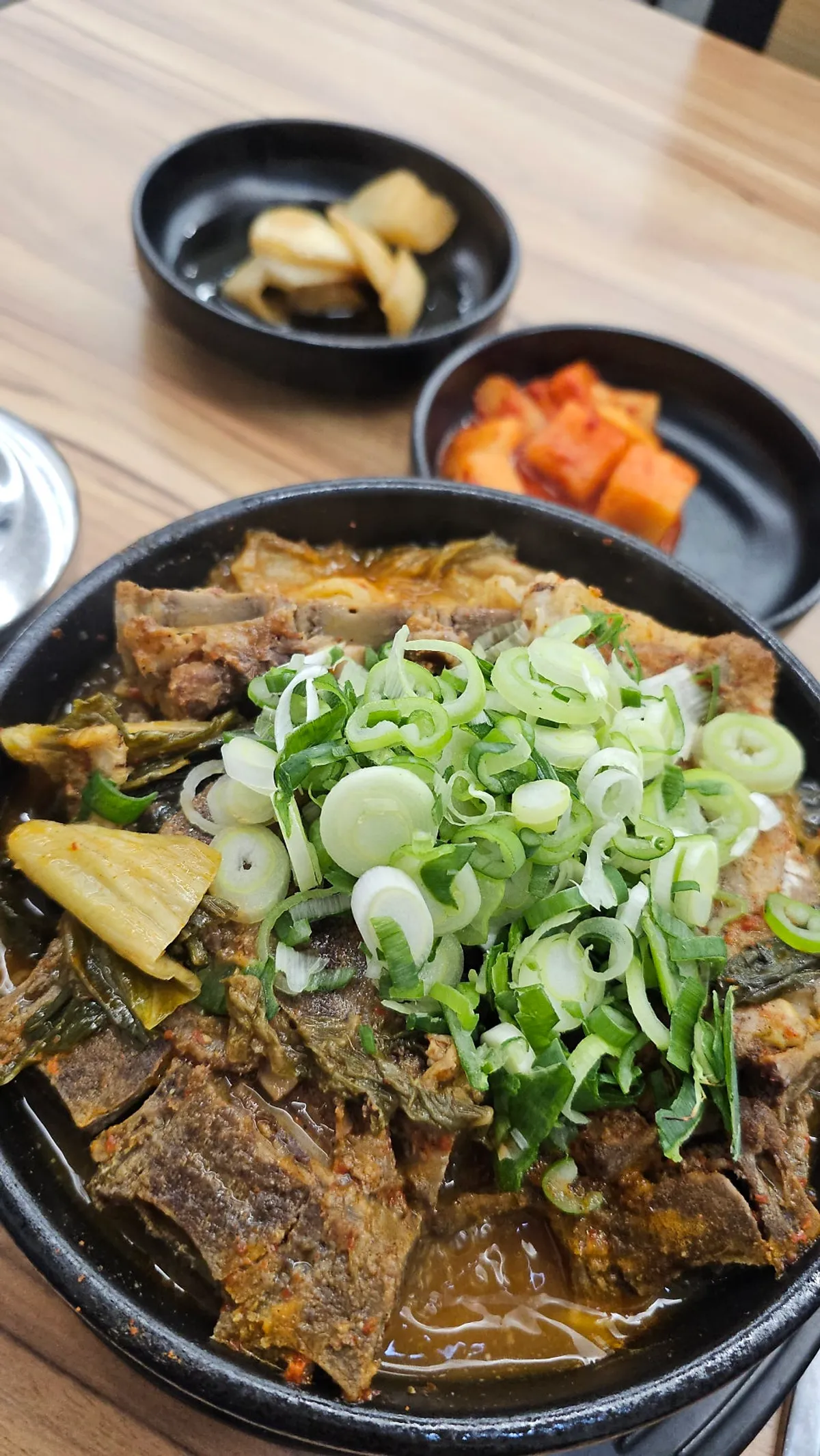 Special bone haejangguk served in a stone pot