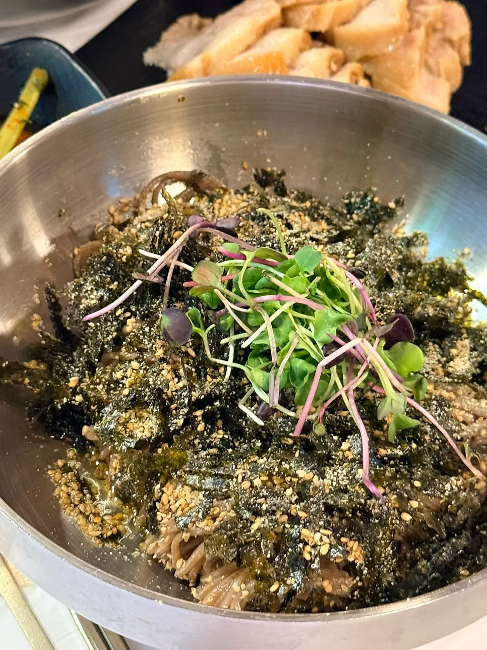 A bowl of perilla-oil makguksu