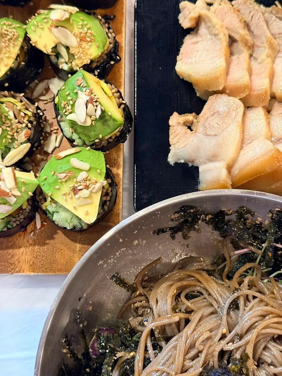 Plate of avocado buckwheat gimbap