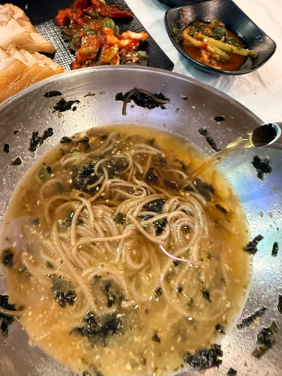 Final table spread at Goshine Donghae Makguksu Jongno branch